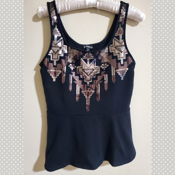 Express | sequin peplum top - Picture 6 of 9